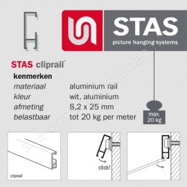 STAS rail muurclip messing - rond