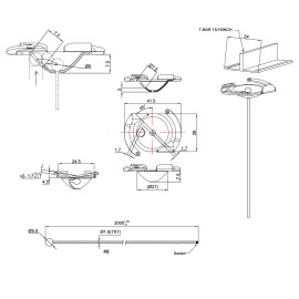 GeckoTeq Plafond clip wit metaal met 200cm draad set 12kg