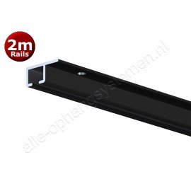 Artiteq top rail zwart anod - 200cm - Aktie set incl schroeven
